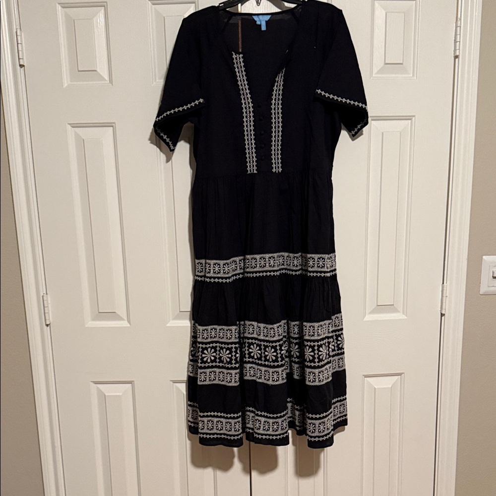 Draper James Black and White Midi Dress